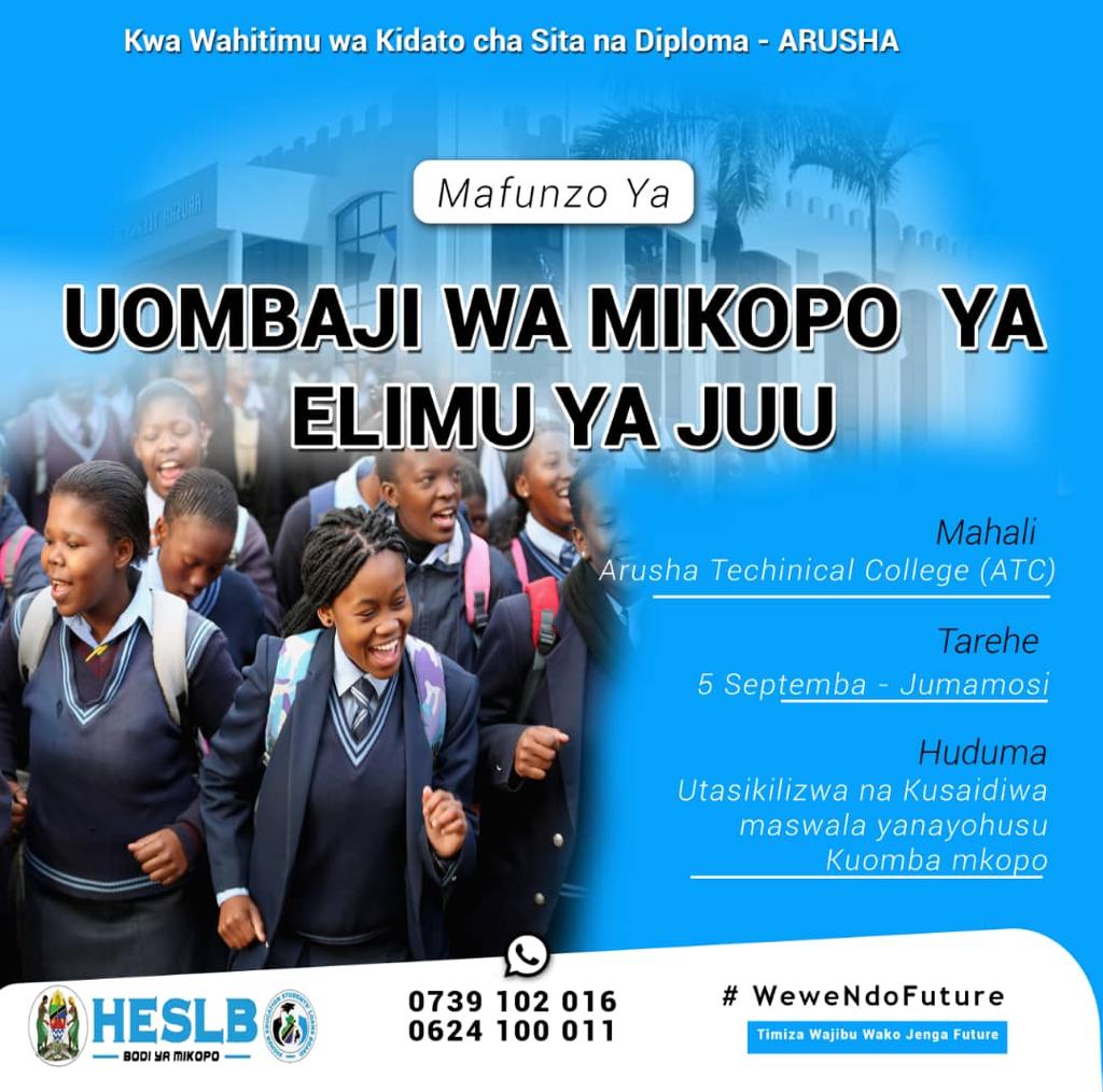 HESLBTanzania's tweet photo. #WeweNdoFuture TimizaWajibu. Muhimu kwa waombaji mkopo waliopo Dodoma na Arusha https://t.co/CI6pLmeHg9