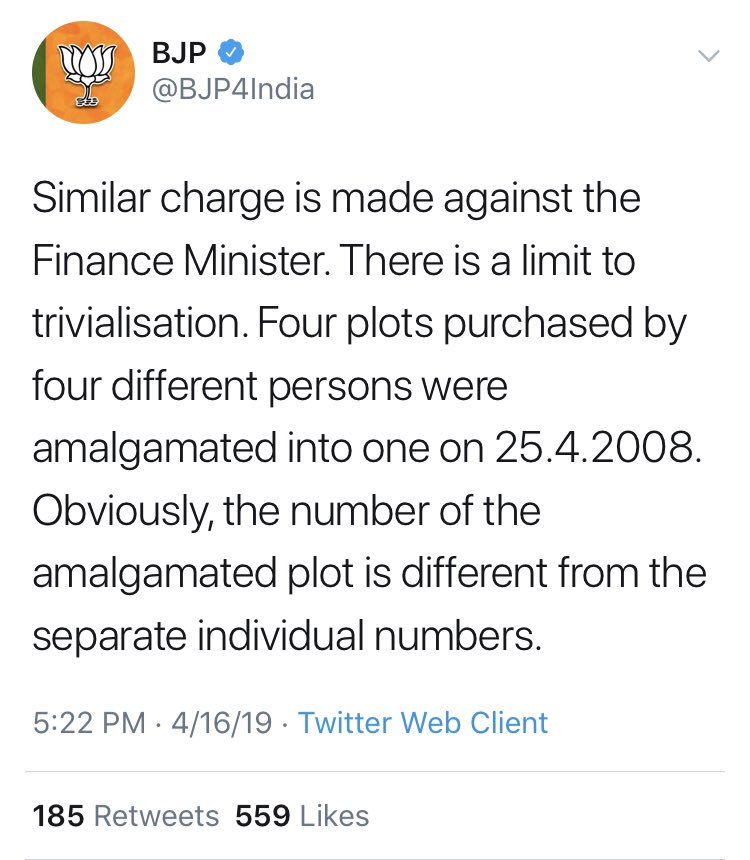 The BJP later responded to my allegation on 16th April last year and said Modi, Jaitley, & 2 others had "amalgamated" their govt. plots on 25th April, 2008.And this is where out story gets incredibly more murky.(6/12)