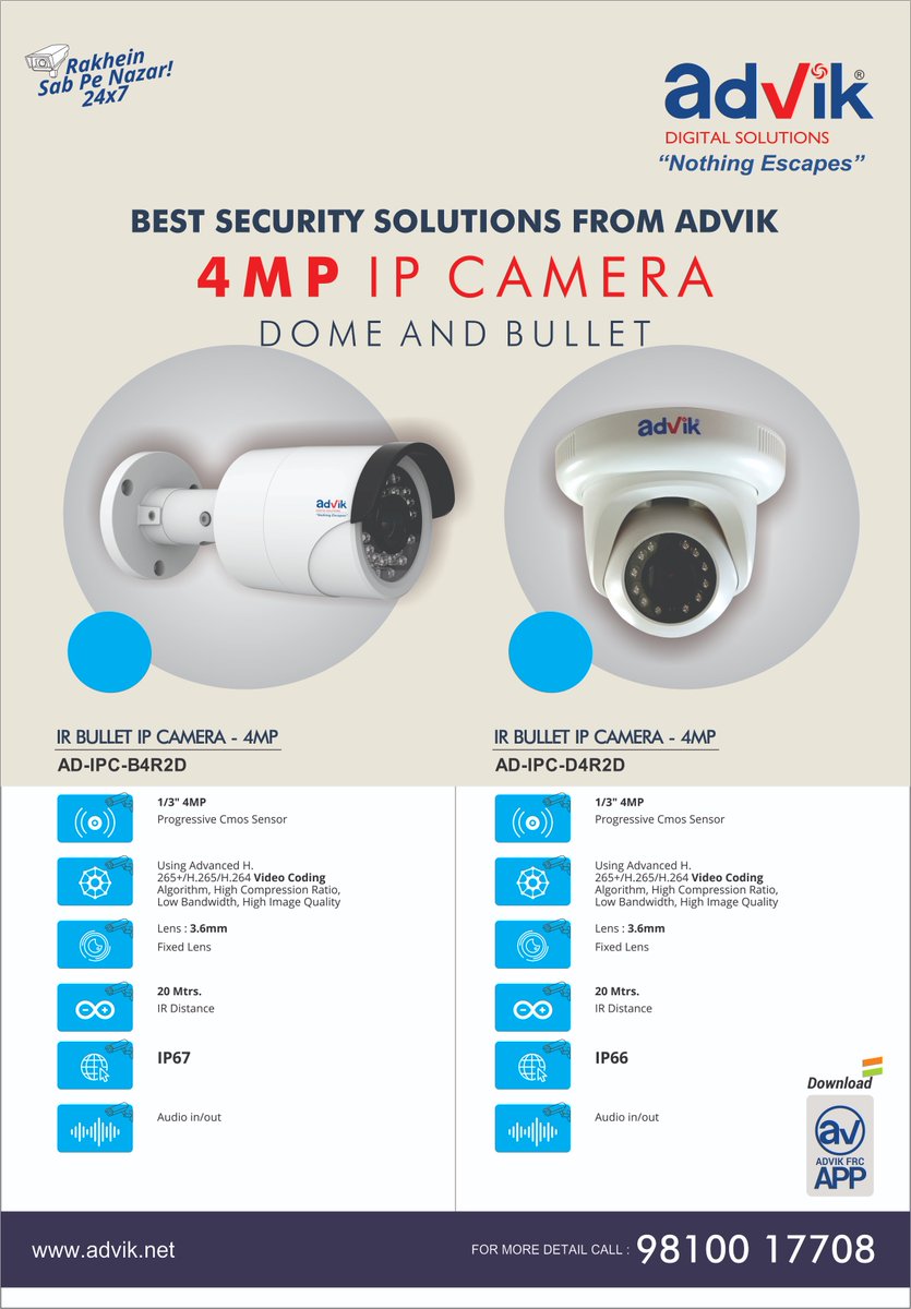 goAdvik's tweet photo. advikindia
Ip 4 mp bullet and dome camera for any query please DM us
#advikindia#surveillance #cctv #security
#homesecurity #cctvcamera
#securitycamera #securitysystem #technology
#securitycameras #smarthome #advikcctvcamera
#ipcamera #accesscontrol #safety
#protection https://t.co/1x0y7h0gdZ