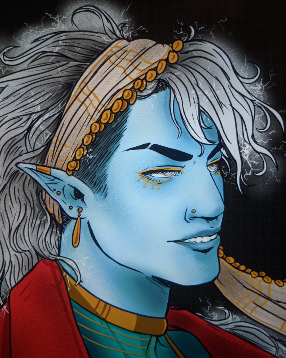 Arlie_Opal's tweet photo. Late night procreate doodlings! Got my fabulous bi Air Gensai Bard, I love him so much 😍 #arlieopal #artistlife #digitalart #digitalpainting #illustration #procreate #dungeonsanddragons #dndcharacter #dnd #dndbard #bard #5e #airgensai #lookatmyboy #characterdesign #imdoingit https://t.co/DKET2AGGyS