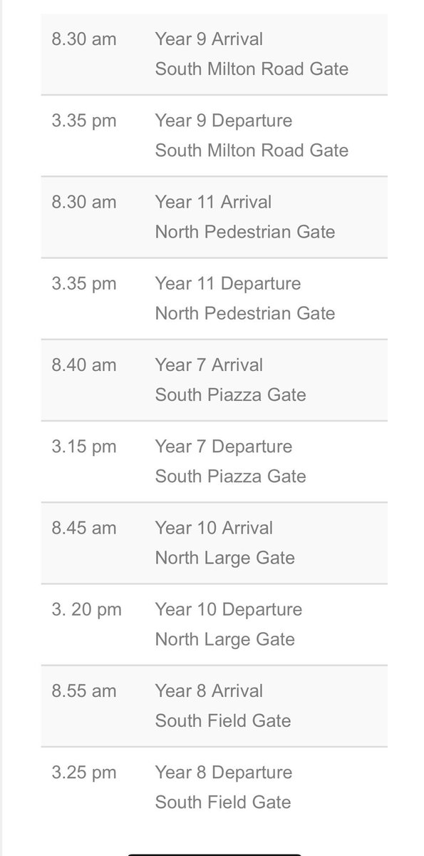 PlashetSchool's tweet photo. Years 8, 9, 10 & 11, have you ‘clocked’ our staggered start times for Monday 7th September? If not, check them out here - https://t.co/0bW4Gd6aam We cannot wait to see you all back on site. #firstdayofschool #PlashetPower https://t.co/y37XNiaHwa
