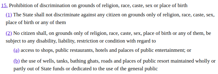 @prasannaaz1 @ganeshchetan The article on discrimination deals in depth. It specifies caste, religion & even water wells. But it deliberate design to exclude language in the list as it would make special status for Hindi (Art 343 to 351) redundant. In any case, it is violation of Preamble on equality.