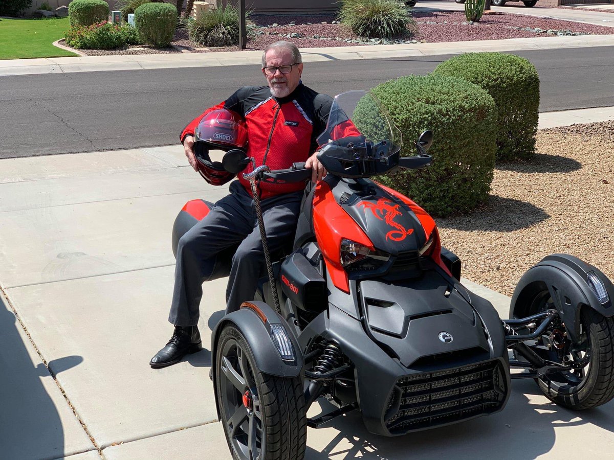 BohnBodyArmor's tweet photo. Shout out to Franklin (Frank) Scott AKA the GrumpyRyker Rider on YouTube. Frank is wearing his #BohnBodyArmor Airtex Armored Riding Shirt in red & we think it matches his #CanAmRyker quite well. Oh...by the way, we've talked to Frank and he is anything BUT grumpy. Ryde on Frank! https://t.co/Kl5HTCCBMr