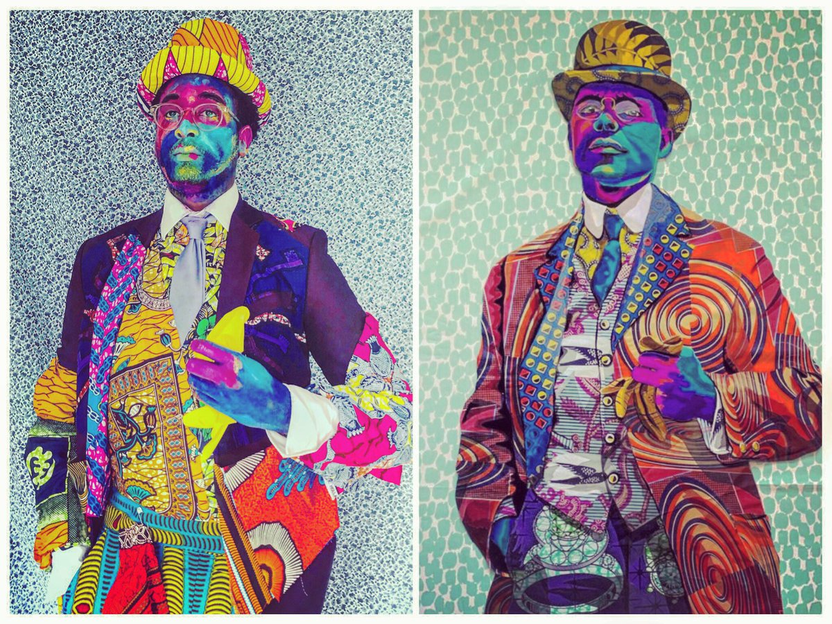 Bisa Butler: (Detail) Africa The Land Of Hope and Promise For Negro People's of the World (2019). Quilted portrait of Emmett J. Scott. Reworked with face paints and African wax fabric off cuts. Rediscovering  #blackportraiture through  #gettymuseumchallenge.  #gettychallenge THREAD