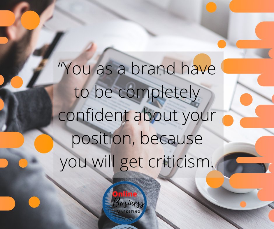 OnlineGideon's tweet photo. ou as a #brand have to be completely #confiden about your position, because you will get criticism. You will have a negative reaction. If you didn’t get a negative reaction, that means you’re standing neutral and you have no point of view. Who wants to participate in that?” https://t.co/7GO2MAEkga