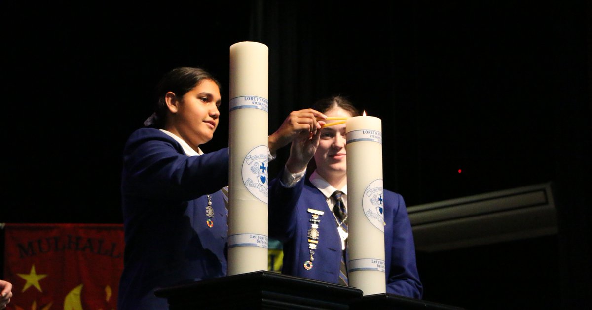 loretonh's tweet photo. "With hopeful and uplifting spirits, we ignite joy in the hearts of others." So begins the journey of our Year 11 students as leaders and women of felicity in our LN community. This afternoon saw Year 12 hand over to Year 11 in a special Leadership Ritual. #girlsbygirls https://t.co/1enHNJh7s9