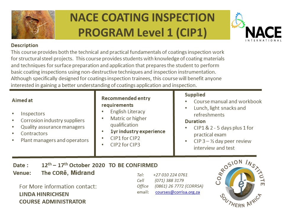 corrosionsa's tweet photo. Registrations now open
#CIP1
#RegisterToday https://t.co/L7n5CatNLP