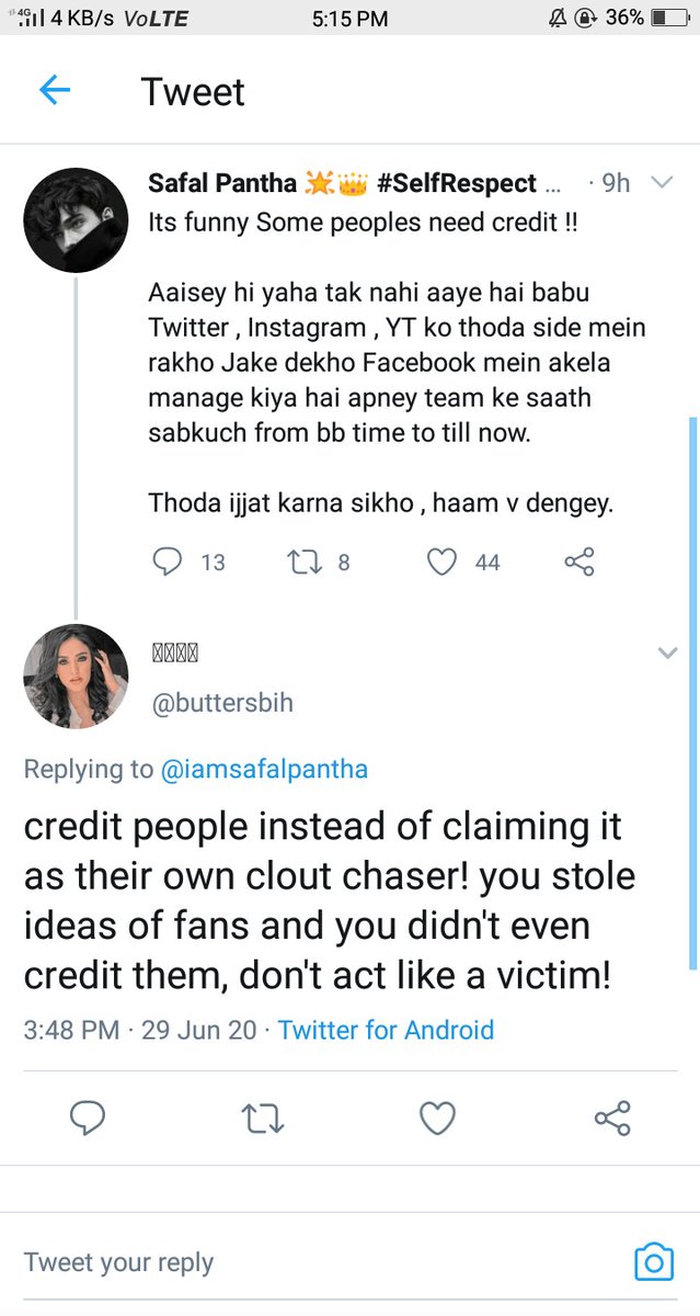 Then  @iamsafalpantha & his team started pretending as if we were dying for a credit & played their victim game as usual but trust me it wasn't about the credit, we're so excited bout the project, already put so much effort on it but at the end we got cheated by these assholes(+)