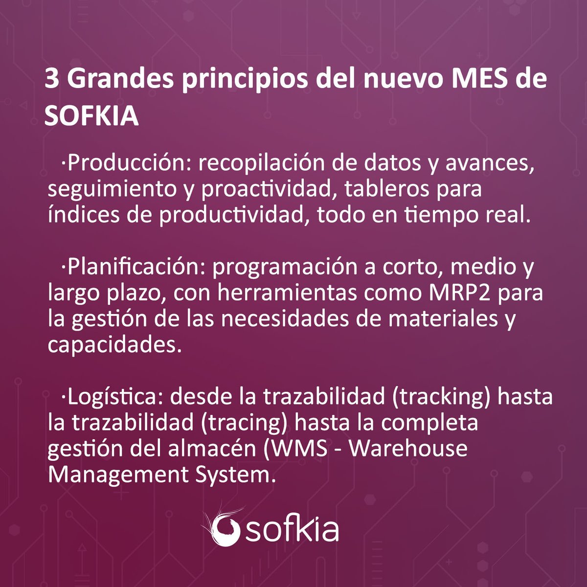 Sofkia_'s tweet photo. SOFKIA ofrece un sistema avanzado de gestión, seguimiento, control y planificación de la producción. Es el primer sistema MES que gestiona globalmente las operaciones según los principios de Industria 4.0.
Más información: https://t.co/fSapFpL6RZ
#Mes #MesdeSofkia #Sofkia https://t.co/G2abLLaTGU