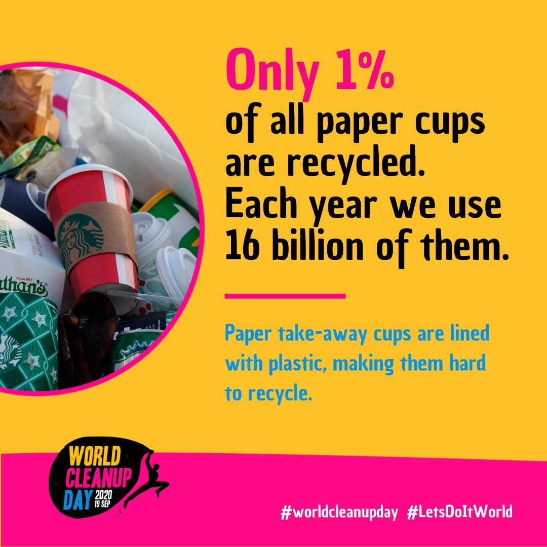 NipeFagio's tweet photo. Do you know that only 1% of all paper cups are recycled?
Each year we use 16 billion of them! Paper takeaway cups are lined with plastic, making them hard to recycle!
#worldcleanupday
#LetsDoItWorld
#LetsDoItTZ
#NipeFagio
#BreakFreeFromPlastic https://t.co/UdX75jCQ6p