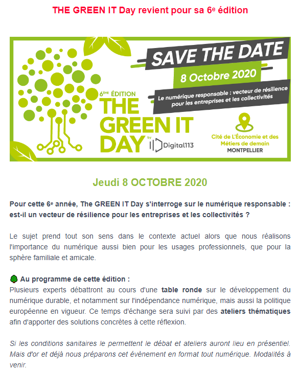 Vinsdeparisien's tweet photo. #ConseilŒnotourisme En écho aux tables rondes sur l'#ŒnotourismeDurable organisé par #OpenTourismeLab je vous invite à participer à cet autre événement The Green It Day à #Montpellier sur la thématique : Numérique responsable et durable #TheGreenItDay
https://t.co/44egM8XIQs https://t.co/Gve25yrw8H