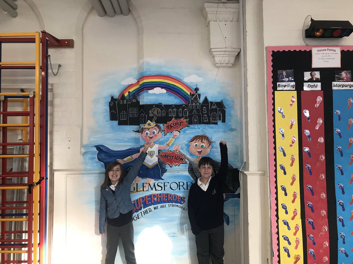 Great to have all of Glemsford superheroes back . A great start to the term and a huge thank you to <a href="/chalkyjane/">Chalky Jane</a> for our new mural.