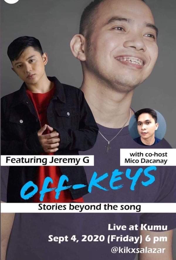 tita_ems06's tweet photo. @imjeremyg live at #kumuPh later at 6pm with @kikxsalazar and @MikoDacanay #OffKeys https://t.co/Jp7Wa7SRkf