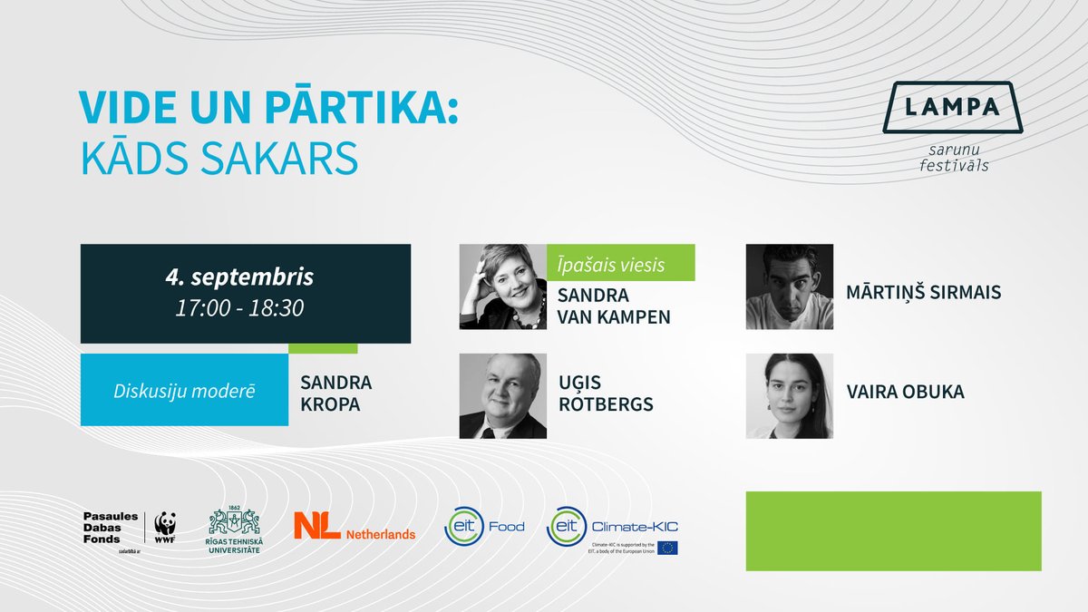 IndraFreiberga's tweet photo. Do join us for today's discussion at LAMPA, at 17:00 on “Environment and food: What’s the connection?”. Dutch expert Sandra van Kampen and Latvian experts are due to engage in a lively discussion in English on the topic. It will be livestreamed here: https://t.co/HCV86HdZnr). https://t.co/I0wGRsi8Zj