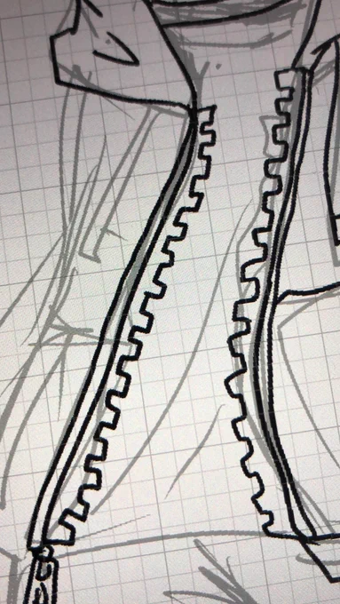 サンズのチャックの所は息止めて一気にカクカク描いてる 