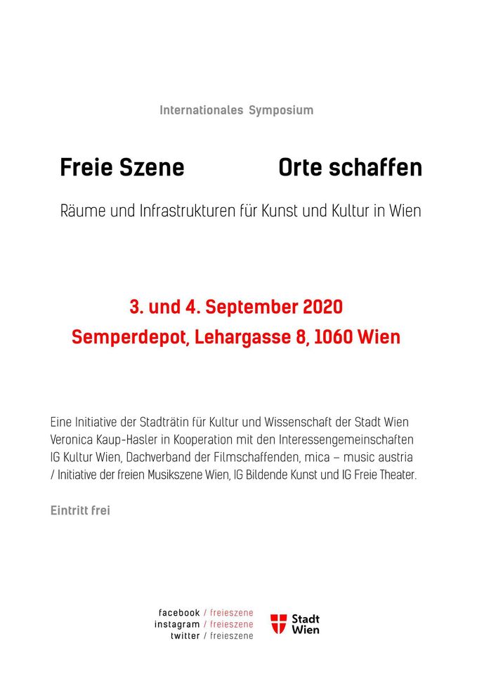 Liebe Leute, in Kürze (ab 10 Uhr) startet Tag 2 unseres Symposiums im #Semperdepot. Für all jene die nicht dabei sein können, gibt es heute via echoraeume.klingt.org einen Live Stream. #freieszene #orteschaffen