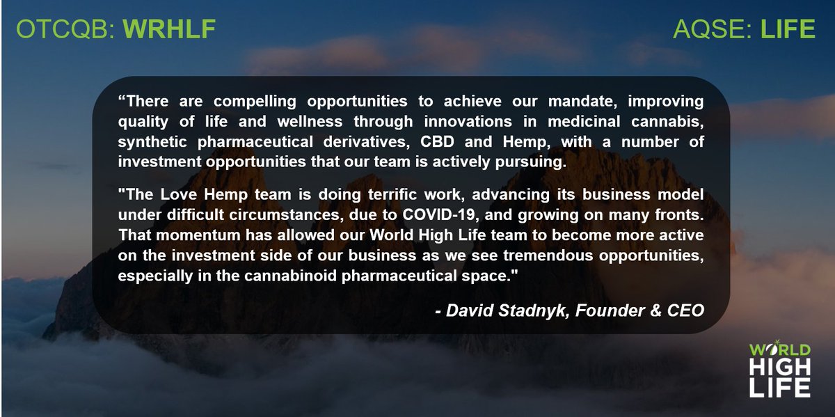 WorldHighLife1's tweet photo. 🏆  Our first has been incredible and the momentum behind our brand, @LoveHempuk, has given us the opportunity to focus investment attention on innovative applications for medicinal cannabis 🌱 Find out more here 👉 https://t.co/UbvqI9R1Vs #LIFE #WRHLF https://t.co/YiRx01U8xh