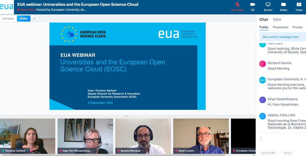 lennrtsty's tweet photo. And we're live with our webinar. Welcome to all +/- 230 of you! #eosc #eoscsria #openscience https://t.co/dCz6xWhHVD