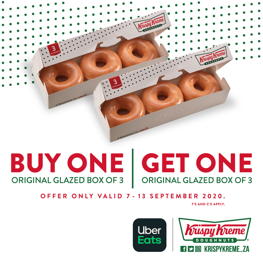 Krispy Kreme Za On Twitter Who Doesn T Love A Freebie It S Buy One And Get One Free Week With Uber Eats Yup You Ll Get A Free Box Of 3 Ogs When You