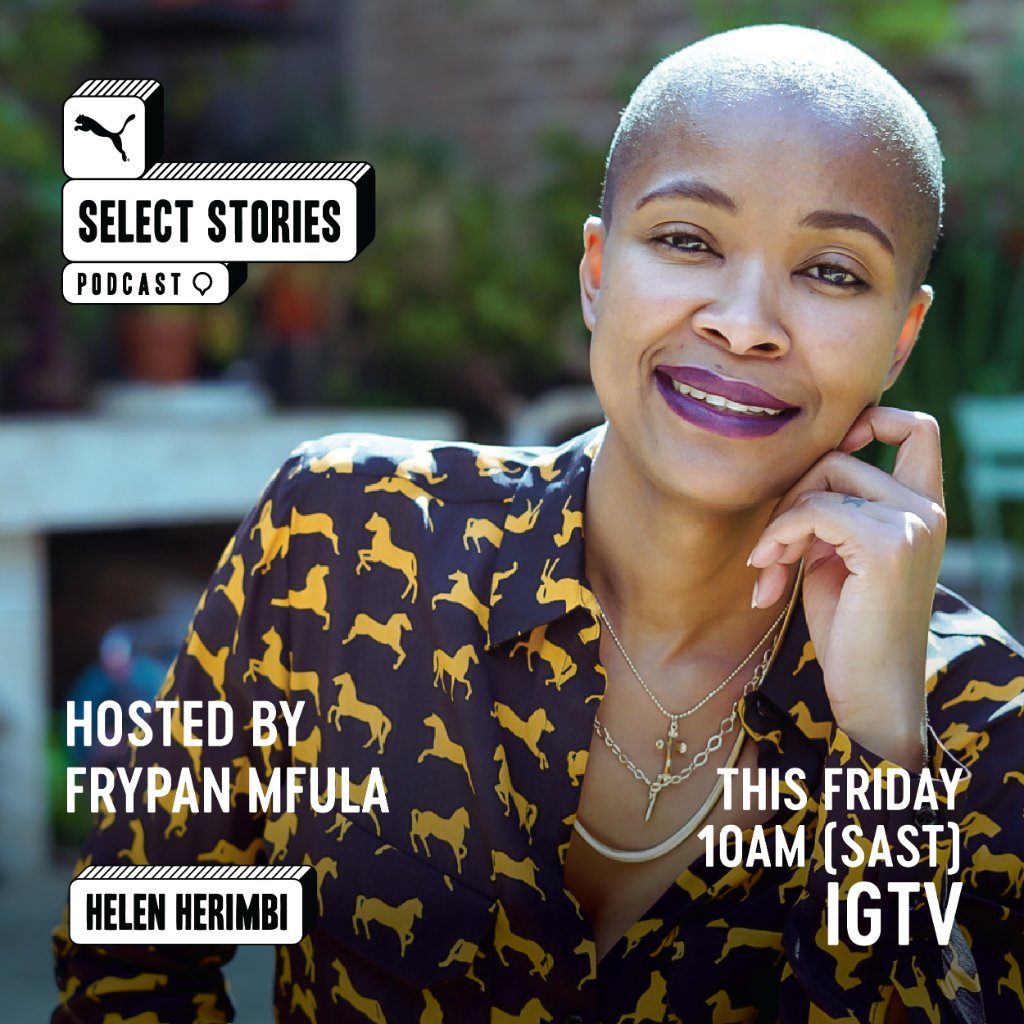 PUMASouthAfrica's tweet photo. Music journalist and expert playlist curator @uHelenH  has interviewed everyone who is anyone from Mr Eazi to Ms Cosmo, amassing a large following for her insightful knowledge of the industry.  Listen to what she has to say this #SelectStories  on @PUMASouthAfrica IGTV 📺 https://t.co/7KHKGS9MT6