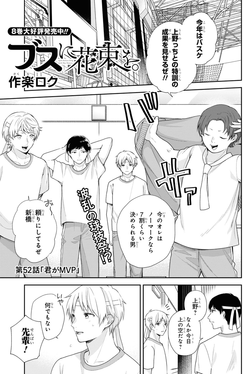 こんにちは!
本日発売のヤングエースにブスに花束を。第52話が掲載されています。
2年目の球技祭のお話です。よろしくお願いします!
ちなみに2枚目は思ったより見切れてしまってたシーン。もっとタチキリ線の位置への意識を持ちたいです笑 