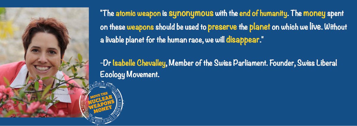 We are honored to have Dr @I_Chevalley as one of our endorsers. "The atomic weapon is synonymous with the end of humanity," Chevalley's supporting quote states. And we do agree. 

#Switzerland #ecology #endofhumanity