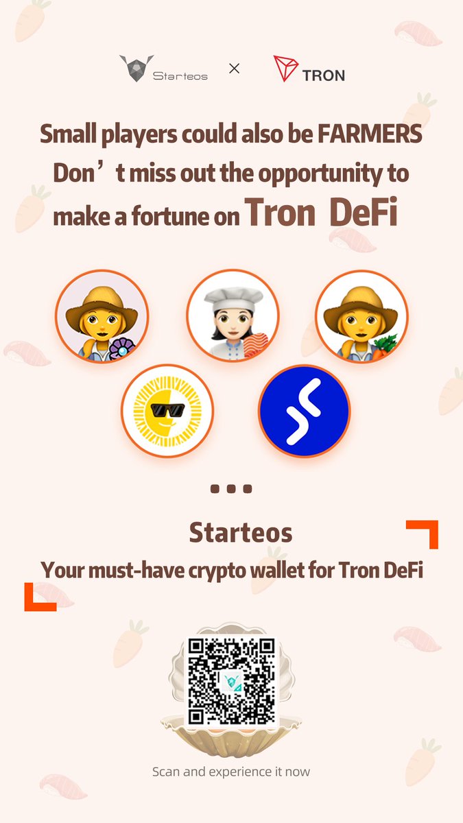 Anyone fancy farming today? Start your very first day of being a farmer in #Tron #DeFi!

Download Now: pro.download.starteos.io