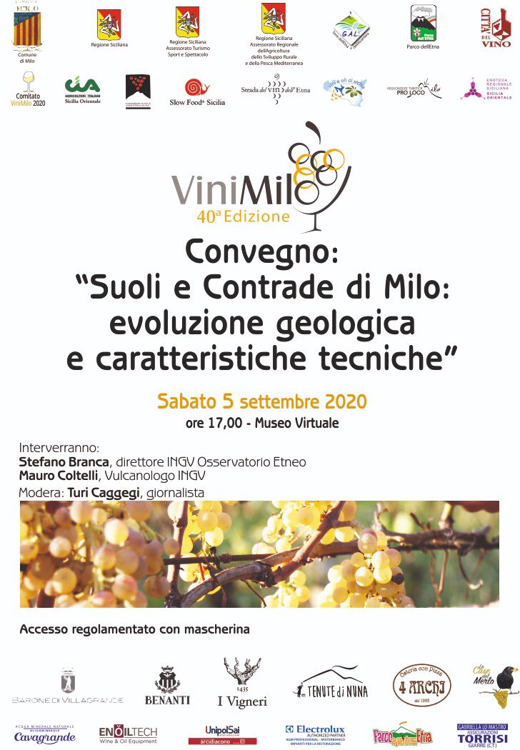 Perché il territorio di #Milo è così particolare? Abbiamo l’occasione di conoscere origine e caratteristiche geologiche di un territorio unico sull’#Etna con due grandi esperti dell’Istituto Nazionale di Geofisica e Vulcanologia di Catania, non mancate #ViniMilo2020 #Vinimilo40