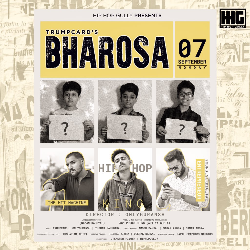 HipHopGully's tweet photo. The official poster for BHAROSA is out now.
Something different awaits this time. Stay tuned.
Comment down below and tell us how do you like it 
Share it on your stories and do tag @hiphopgully @trumpcardnk .
Check out the artists at their respective profiles.

#hiphopgully https://t.co/N3ZDPYlola