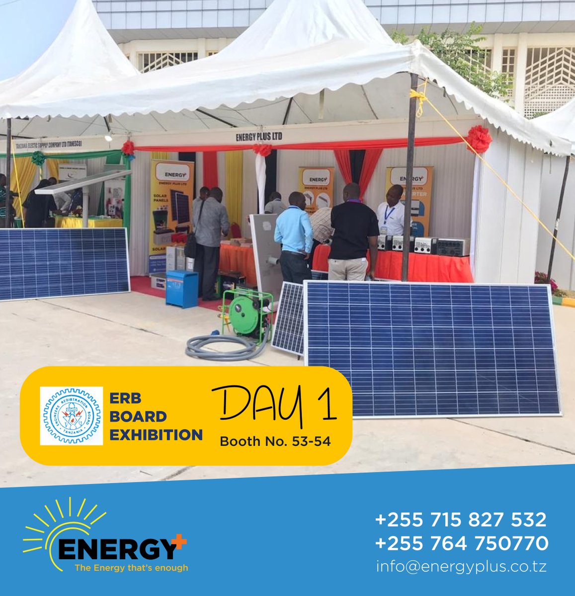 EnergyPlus13's tweet photo. ERB BOARD EXHIBITION DODOMA 2020

#solarenergy #jinko #suntech #victronenergy #leochbattery #rollsbattery #lorentzp https://t.co/t50e7NiFLE