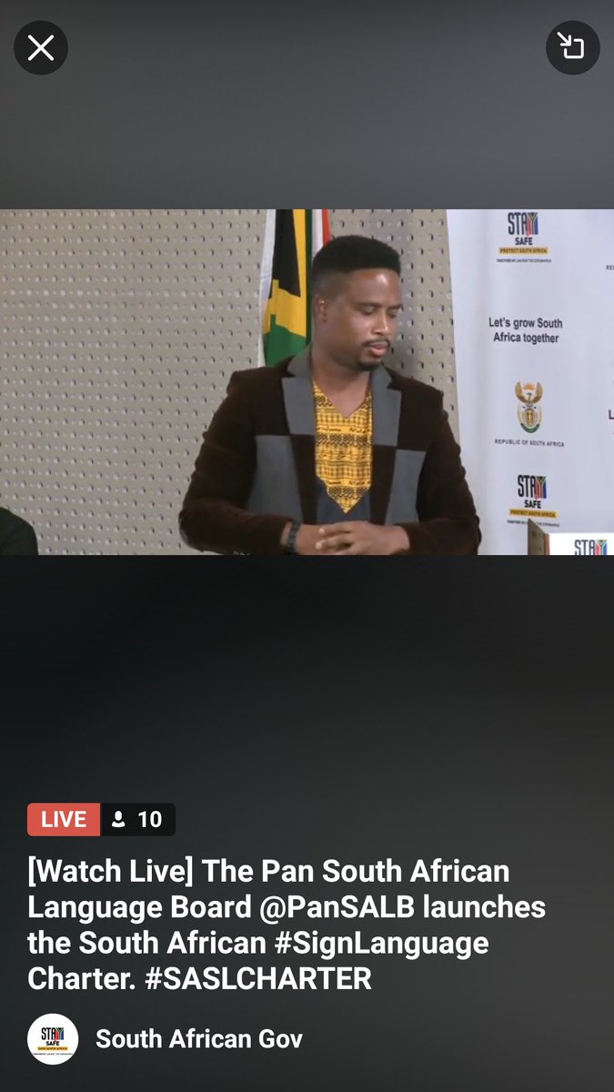 KaraboDigital's tweet photo. [Watch Live] The Pan South African Language Board @PanSALB launches the South African #SignLanguage Charter. #SASLCHARTER https://t.co/MSjDuJNyAf https://t.co/jq3581PT3o