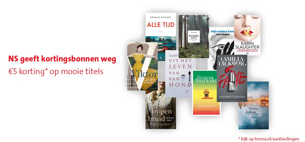 Vanaf vandaag heeft NS een mooie actie! Met de NS bonnen krijg je 5 euro korting op de mooiste titels!

* op bruna.nl/nsactie vind je de kortingscodes!