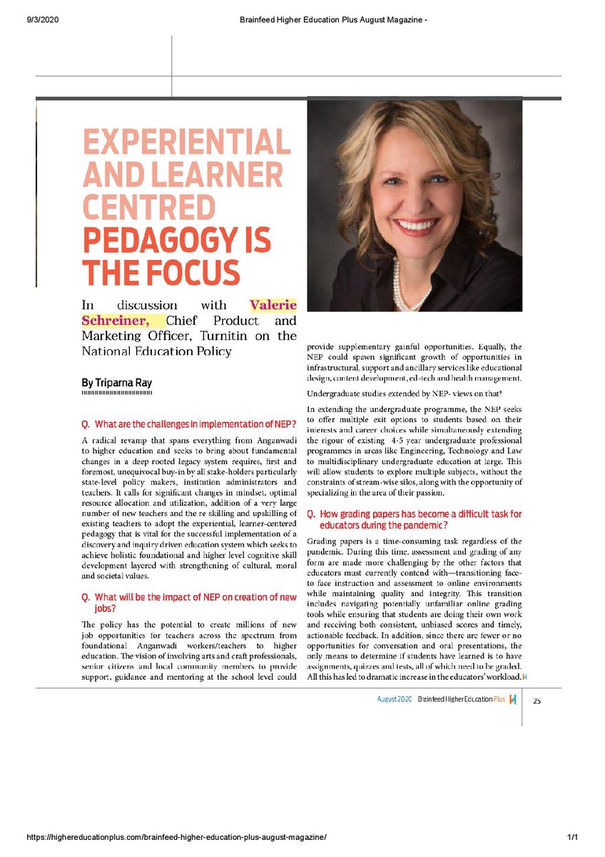 Turnitin in South Asia on Twitter "Highlighting potential of NEP2020 to create new job