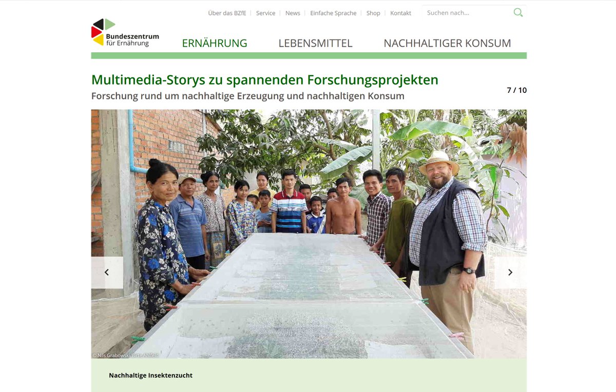 bzfe_de's tweet photo. #BERTA20: In dem Projekt „IFNext“ zeigt unsere #Multimediastory welche Insektenarten sich nachhaltig züchten lassen und wie sich daraus zusätzlich zum traditionellen Verzehr sichere, nahrhafte Lebensmittel erzeugen lassen https://t.co/esbFiEfsvT @bmel #Sonderausstellung https://t.co/UnxBLO0Np2