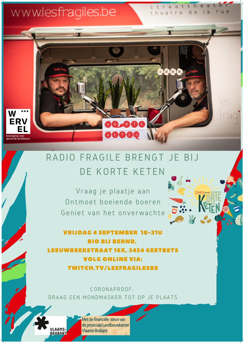 PaulBioforum's tweet photo. Deze avond (vrijdag 04/09 van 18u tot 21u) een leuke babbel met boeren en experten over Korte Keten @CsaNetwerk @BioForumVL @DeLandgenoten . Met 2 artiesten vanuit een caravan op de boerderij. Corona-proof, online te volgen via 
https://t.co/lH8xTJdh5q https://t.co/DtXT0iev9m