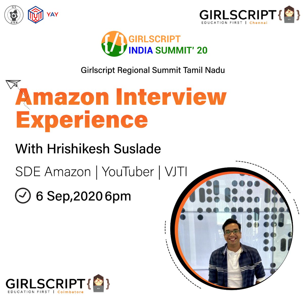 GirlScriptCh's tweet photo. 🌟Greetings from GirlScript Chennai &amp; GirlScript Coimbatore🌟

It is a dream💭for everyone to work at a place that is dynamic and full of opportunities to learn everyday!
One such place that comes to everyone's mind is AMAZON!

Thread (1/3)👇 https://t.co/QhJ2cDUX7y
