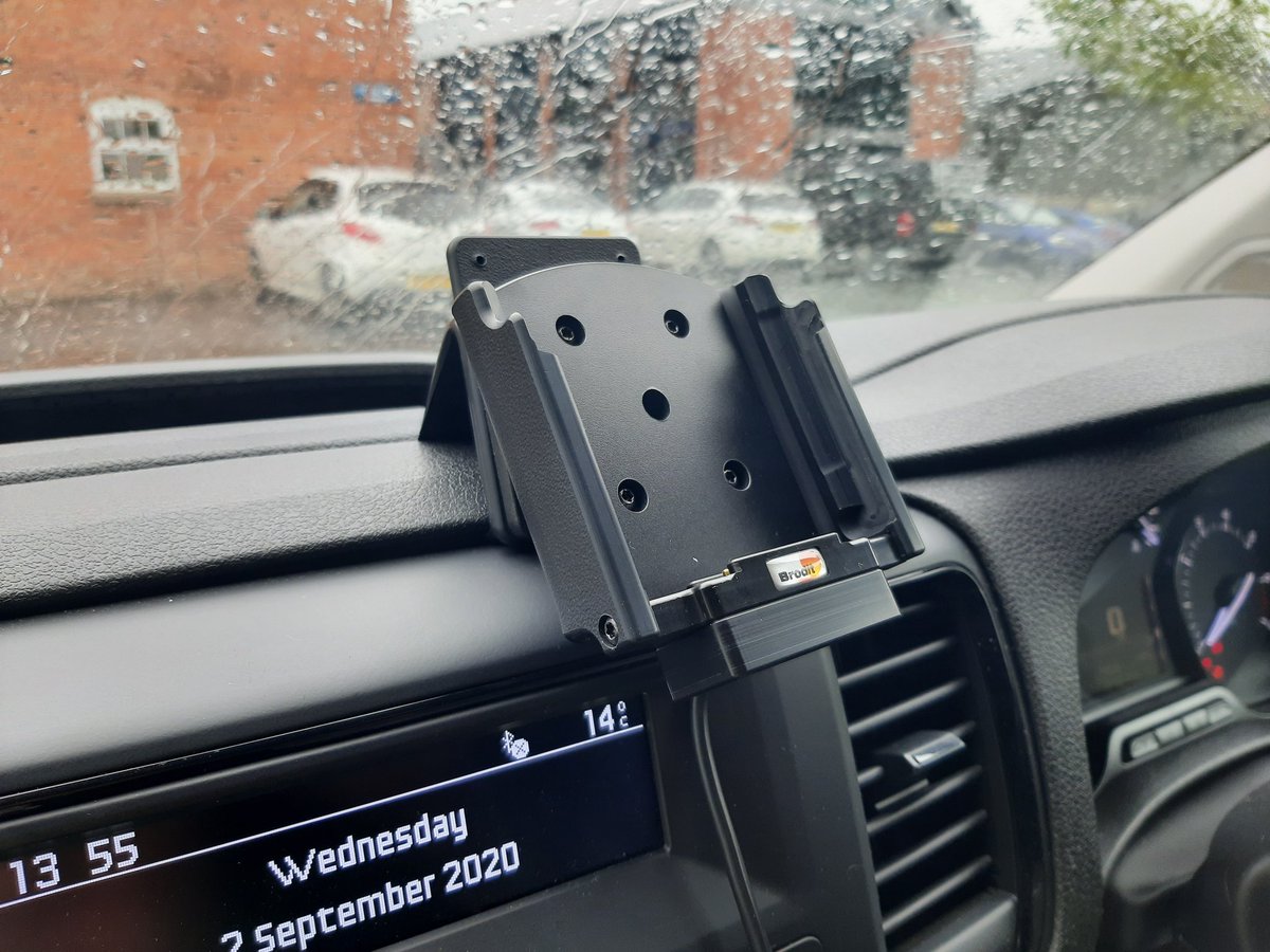 toughtechnology's tweet image. Tidy &amp;amp; straightforward install of @BroditUK powered vehicle cradle for our demo #SamsungXCoverPro into our works van this week. Mounted onto a specific #ProClip for the Toyota ProAce van. We provide a range of mount solutions for hardware in your vehicles.