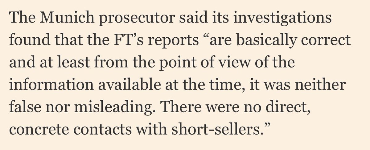 SamTyfield's tweet photo. Still investigating the short sellers tho.
And this makes no sense unless suspicious that one of the shorters was Wirecard staff or a whistleblower or there’s an argument that shorters w no objective but to destroy Wirecard pushed execs to fraud in order to shore-up stock price https://t.co/JWiZ88F7tA