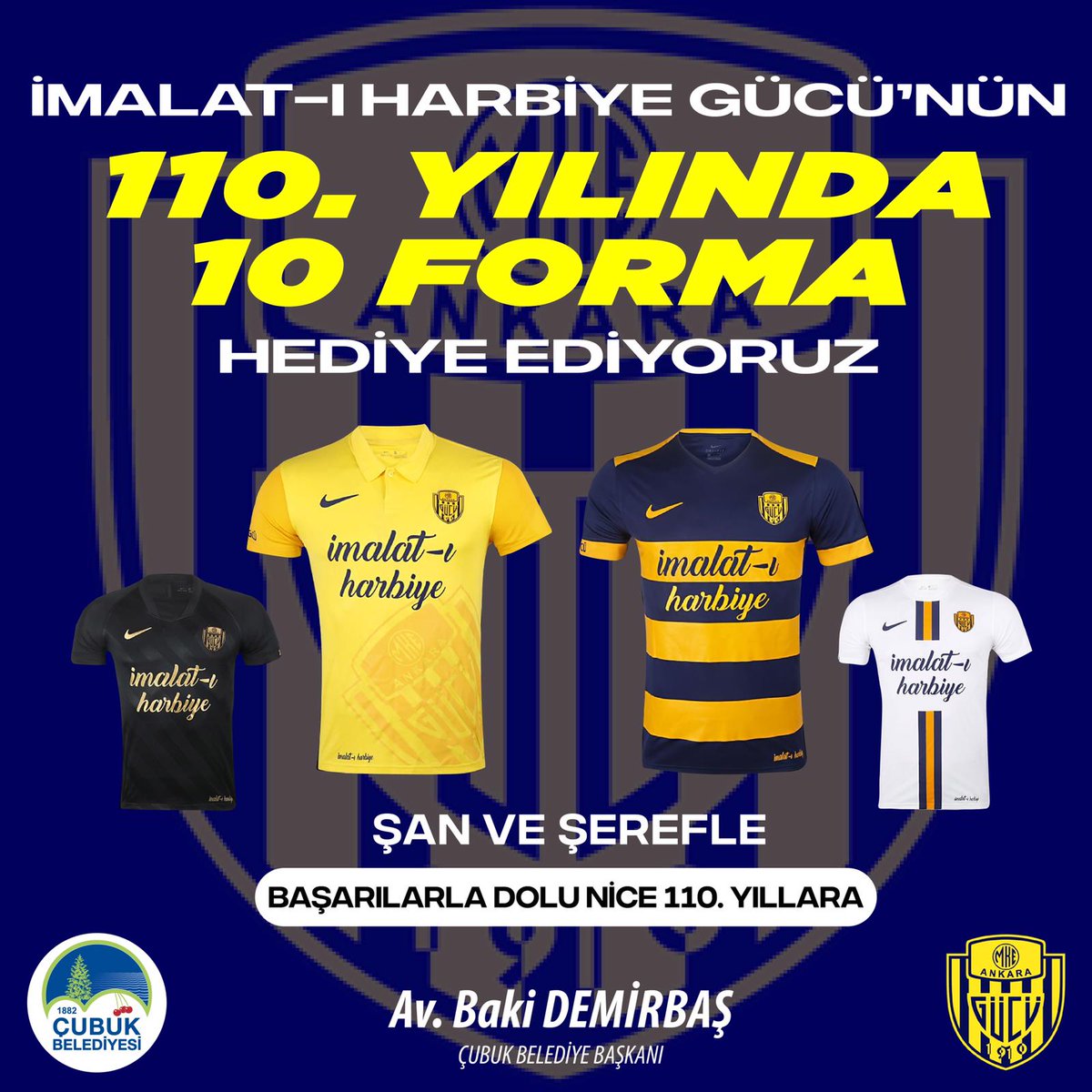 💛 💙 İMALAT - I HARBİYE GÜCÜ ' nün 110.Yılında " 10 FORMA " Hediye Ediyoruz !

Yapmanız gerekenler ;

👉 Hesabımızı Takip Edin
👉 RT Yapın
👉 3 Arkadaşınızı Etiketleyin

(Pazar akşamına kadar katılabilirsiniz ) 💛💙
<a href="/Ankaragucu/">MKE Ankaragücü</a> 
<a href="/mkeagstore/">MKE Ankaragücü Store</a>
#Ankaragücü 
#ankaragücü110yaşında