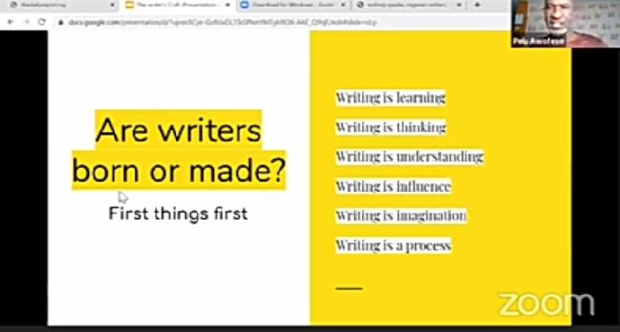 ireadnetwork's tweet photo. When you write, you are also thinking. The more you write, the more you understand - @PeluAwofeso 

#NIBF2020
#WritersCraft
#iWrite
#ChildrenWriter
#BookLovers
#Publisher
#iRead https://t.co/I64Mco7rOL