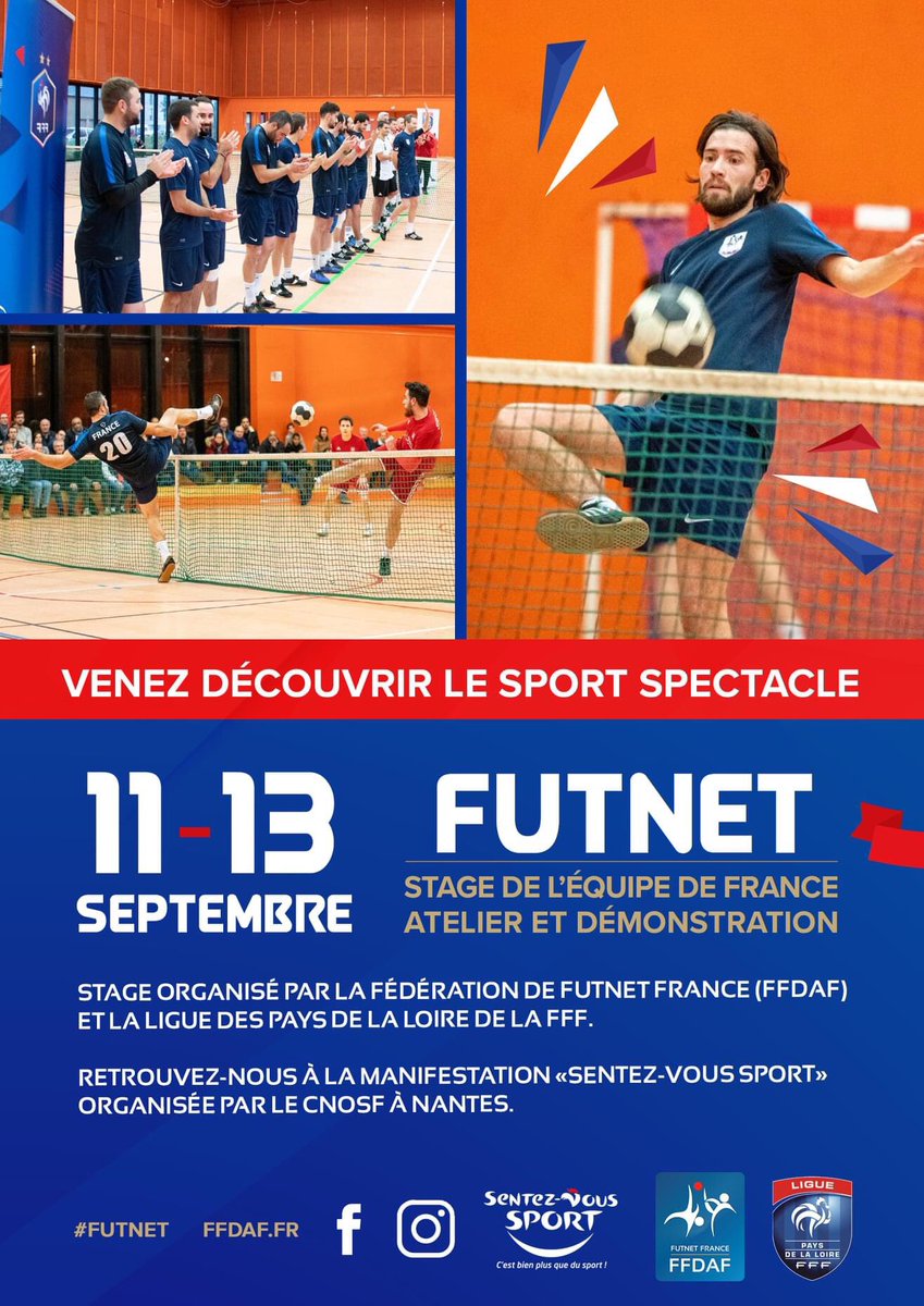 laetitia_nantes's tweet photo. Le stage de rentrée de l’équipe de France de futnet organisé par @FFutnet et @LigueFootLFPL se fera à Nantes !
Venez les rencontrer au forum @SentezVousSport organisé par le #CDOS44. https://t.co/NxYxhrNBeB