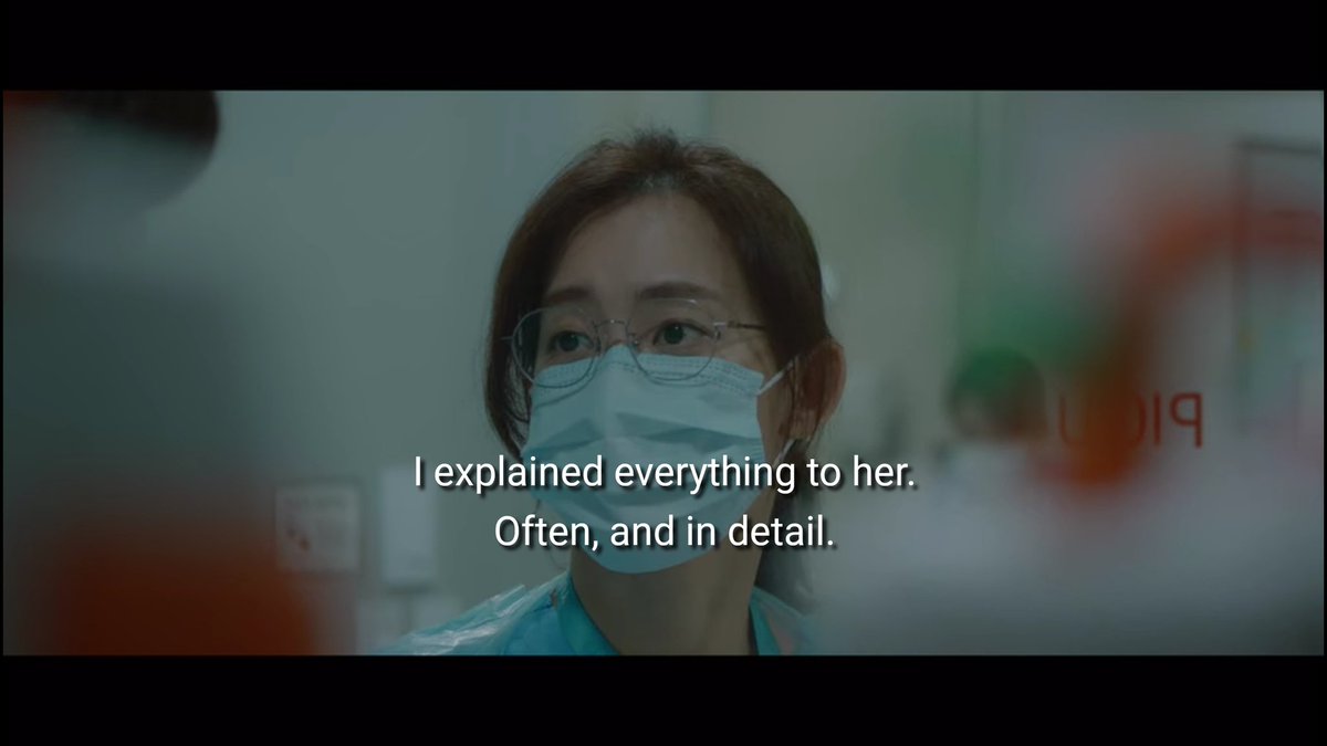 Episode 6: Ji A’s Mother Scene: For this scene, Dr. Ahn asked Dr Jang if she already talked to Ji A’s mother about her daughter’s condition, and she answered saying the mother was devastated. When she saw Dr. Ahn’s reaction, she immediately told him that, she explained to her in-