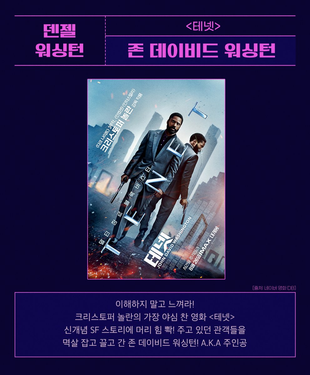 [오늘은 이런 영화] ⠀ 아빠...! 🏃🏃 비켜어엇...! 할리우드 2세 배우들의 맹/활/약 ⠀ 신개념 SF <#테넷>의 멱살을 잡고 끌고가는 #덴젤워싱턴 아들...