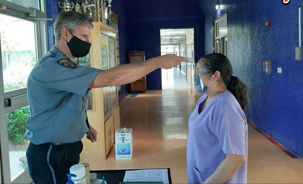 PSJASecurity's tweet photo. From supply distribution to checking people in to campus security Javier Moreno, Paul Guerra,Enrique Salinas, Jason Virnig and John Alaniz help provide safety for all our staff and parents #psjaisd #psjaoperations https://t.co/doeQF6QE61