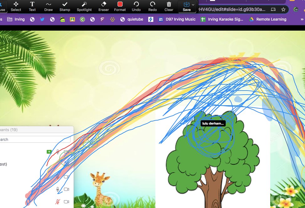 UkuleleSensei's tweet photo. This week in Kinder students explored their vocal range while annotating a path to safety for our friend Super Dot (with their mics UNMUTED). Some of this remote stuff is pretty awesome! #weareD97 #Irving97 #D97Music #remotelearning https://t.co/JugtQowrNP