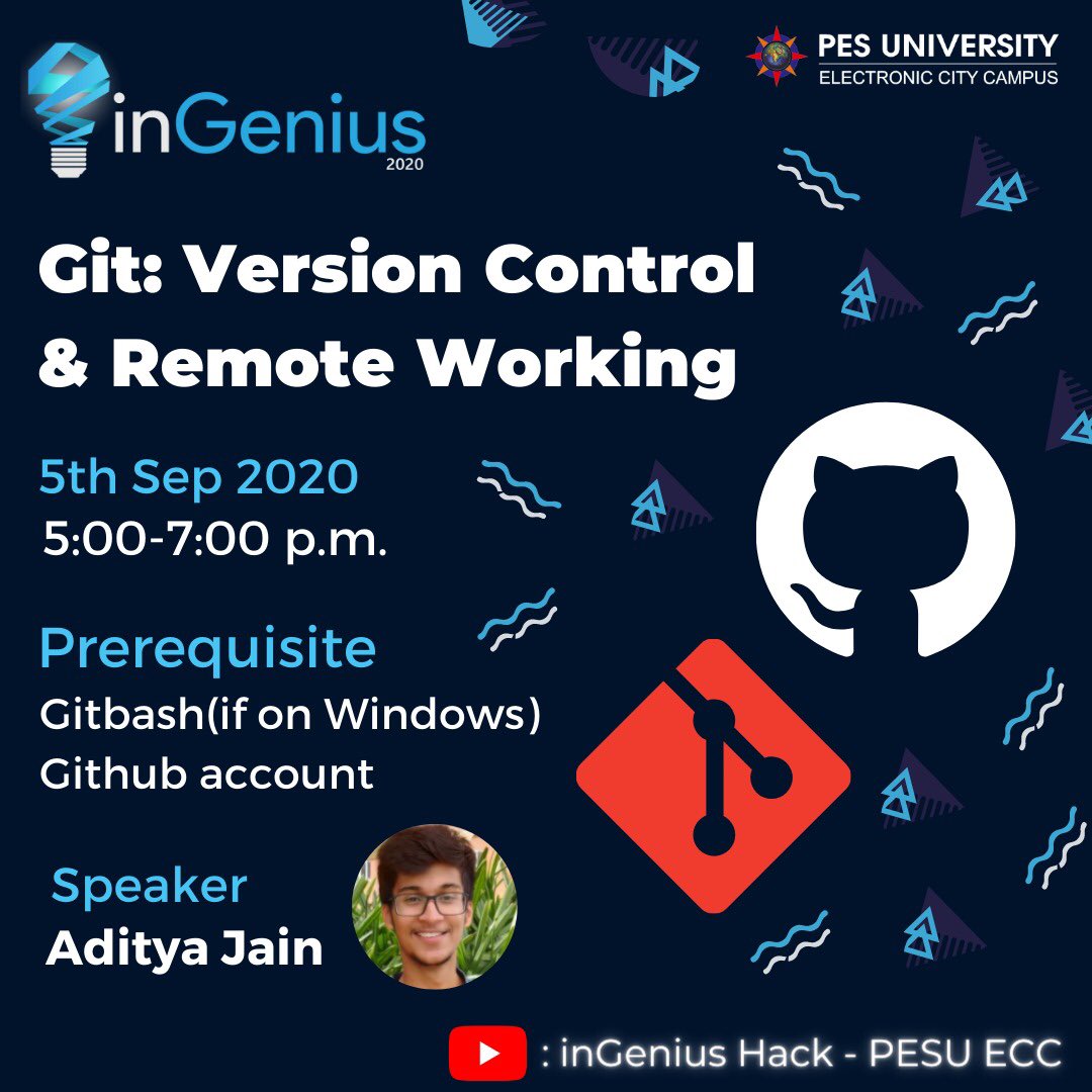 ingeniushack's tweet image. Hey guys! It&apos;s time to git ready for the first webinar in our inGenius #getsetprep series, where we introduce you to Git, a widely used version control system. 

Learn about branching, git commands, and much more!

Catch the webinar live on YouTube - 
youtube.com/watch?v=wy-ozk…