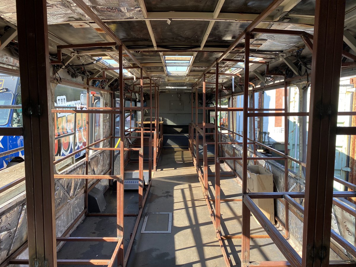 Progress pics!  Watching the <a href="/VirtuaHealth/">Virtua Health</a> Mobile Grocery Store come to life... lights, camera, action!  Oops no... seats, no seats, framing!  #HereForGood #MobileMarket #BetsyTheBus #LookingGoodGirl