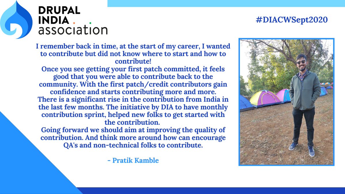 india_drupal's tweet photo. #DrupalTalks - "As a mentor, you have to be sure to give the right issues to new contributors. Seeing so many new contributors coming every month and engage with them in code sprints, feels amazing!"

Thank you for your encouraging words @iampratik_dk 🙌💙 
#Drupal #DIACWSept2020 https://t.co/lL7pfYeTz5