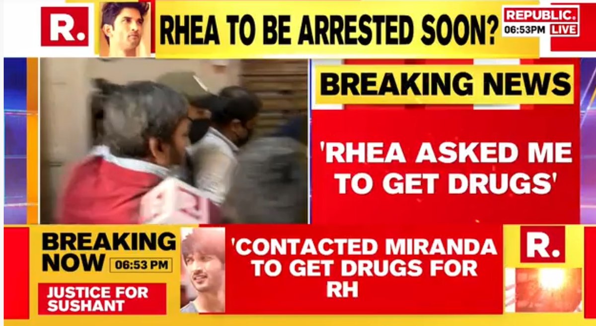 ApurvaU21's tweet photo. Fabulous News, Massive !

◻ Showik Names Rhea Chakraborty for Drug link.
◻ States he contacted Samuel Miranda to get Drugs for Rhea.

#DrugeeRhea 
@MeenaDasNarayan @nilotpalm3 @republic https://t.co/vCku5KCPsj