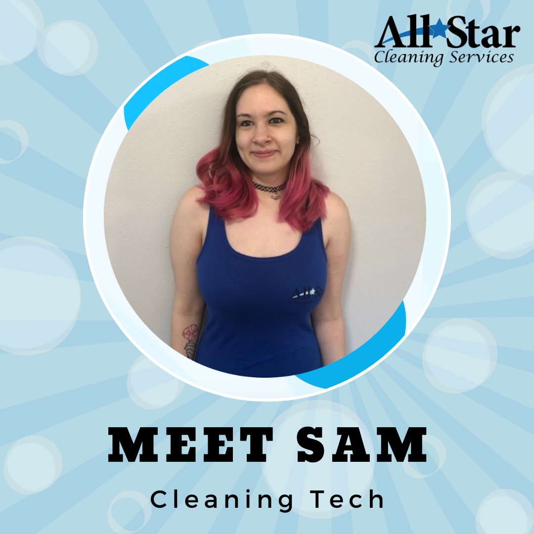 Meet Sam, one of our amazing Cleaning Techs! Here's what a happy customer said about her work: "Thank you so much, Sam and Alex! It was so nice to have you back. I appreciate you're keeping yourselves and us safe. The kittens will be excited to see you next time! (S. White)"